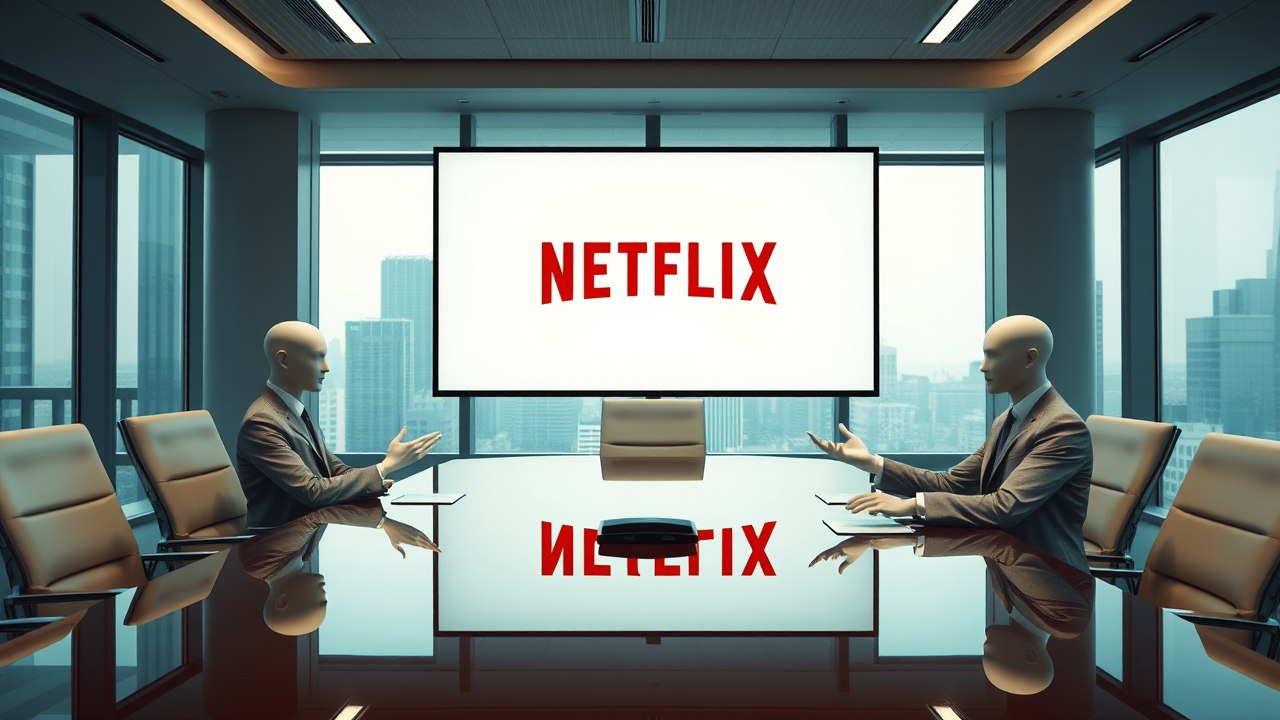 Mannequin executive in a Netflix boardroom